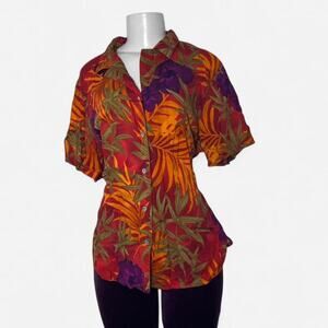 1990s vintage top tropical beach beachy vacation resort hawaiian aloha button up